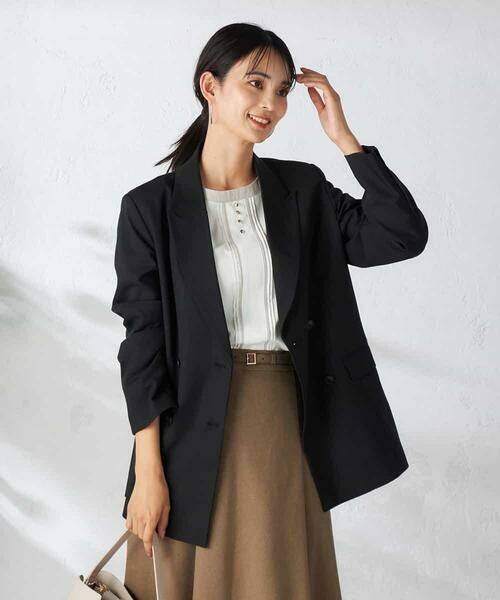 a.v.v / アー・ヴェ・ヴェ テーラードジャケット | 【洗える/イージーケア/吸水速乾/ストレッチ】梳毛調ダブルブレストジャケット | 詳細16