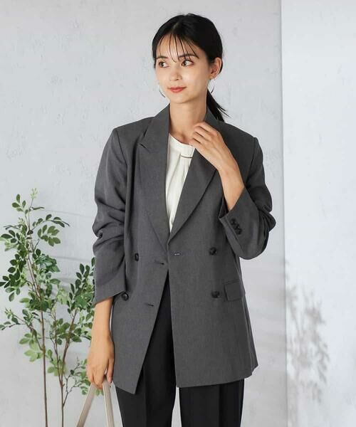 a.v.v / アー・ヴェ・ヴェ テーラードジャケット | 【洗える/イージーケア/吸水速乾/ストレッチ】梳毛調ダブルブレストジャケット | 詳細2