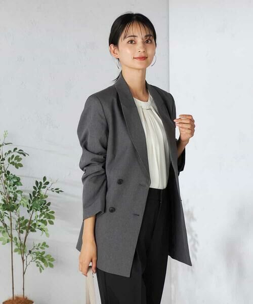 a.v.v / アー・ヴェ・ヴェ テーラードジャケット | 【洗える/イージーケア/吸水速乾/ストレッチ】梳毛調ダブルブレストジャケット | 詳細3