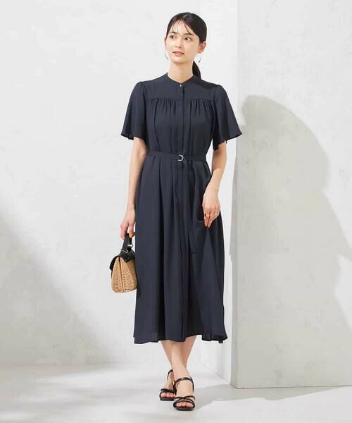 a.v.v / アー・ヴェ・ヴェ ロング・マキシ丈ワンピース | 【洗える】ベルト付切り替えワンピース(ネイビー)