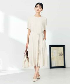 a.v.v / アー・ヴェ・ヴェ ロング・マキシ丈ワンピース | 【洗える/ストレッチ】ベルト付フロントプリーツワンピース