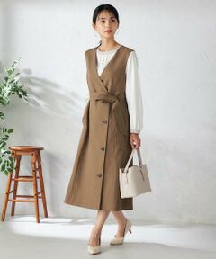 a.v.v / アー・ヴェ・ヴェ ロング・マキシ丈スカート | 【2WAY/洗える/イージーケア/吸水速乾/ストレッチ】梳毛調ロングジレ・ワンピース