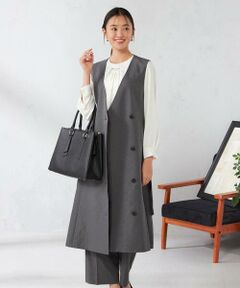 a.v.v / アー・ヴェ・ヴェ ロング・マキシ丈スカート | 【2WAY/洗える/イージーケア/吸水速乾/ストレッチ】梳毛調ロングジレ・ワンピース