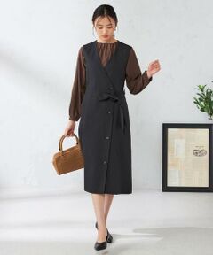 a.v.v / アー・ヴェ・ヴェ ロング・マキシ丈スカート | 【2WAY/洗える/イージーケア/吸水速乾/ストレッチ】梳毛調ロングジレ・ワンピース