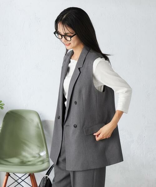 a.v.v / アー・ヴェ・ヴェ セットアップ | 【洗える/イージーケア/吸水速乾/ストレッチ】梳毛調ダブルジレ | 詳細10