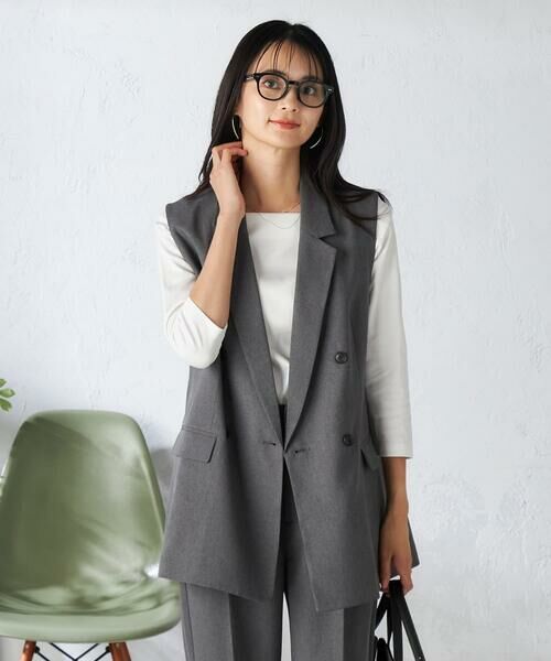 a.v.v / アー・ヴェ・ヴェ セットアップ | 【洗える/イージーケア/吸水速乾/ストレッチ】梳毛調ダブルジレ | 詳細9