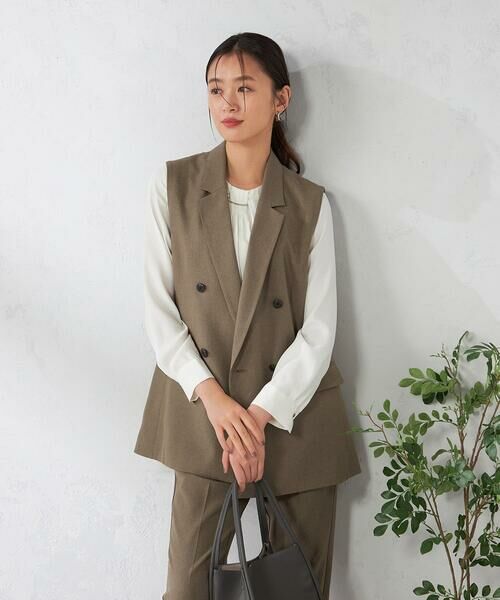 a.v.v/アー・ヴェ・ヴェ 【洗える/イージーケア/吸水速乾/ストレッチ】梳毛調ダブルジレ モカ S a.v.v/アー・ヴェ・ヴェ 【洗える/イージーケア/吸水速乾/ストレッチ】梳毛調ダブルジレ モカ S