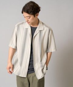 a.v.v / アー・ヴェ・ヴェ シャツ・ブラウス | 【洗濯機で洗える】ジャカード五分袖オープンカラーシャツ