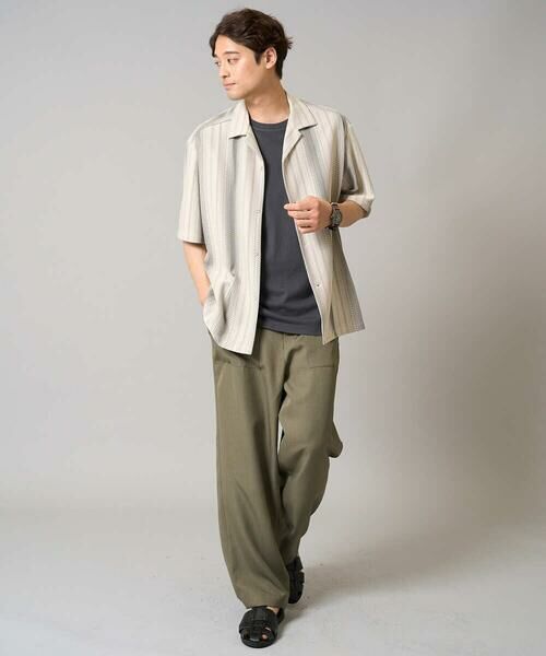 a.v.v / アー・ヴェ・ヴェ シャツ・ブラウス | 【洗濯機で洗える】ジャカード五分袖オープンカラーシャツ | 詳細10