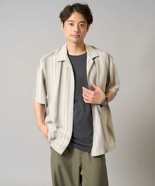 a.v.v / アー・ヴェ・ヴェ シャツ・ブラウス | 【洗濯機で洗える】ジャカード五分袖オープンカラーシャツ | 詳細11