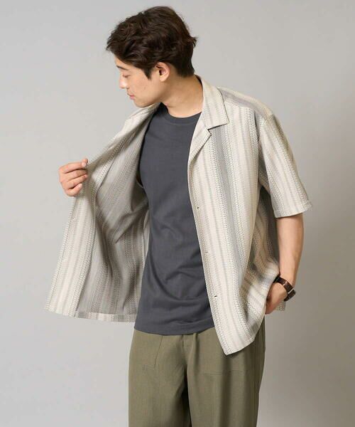 a.v.v / アー・ヴェ・ヴェ シャツ・ブラウス | 【洗濯機で洗える】ジャカード五分袖オープンカラーシャツ | 詳細12