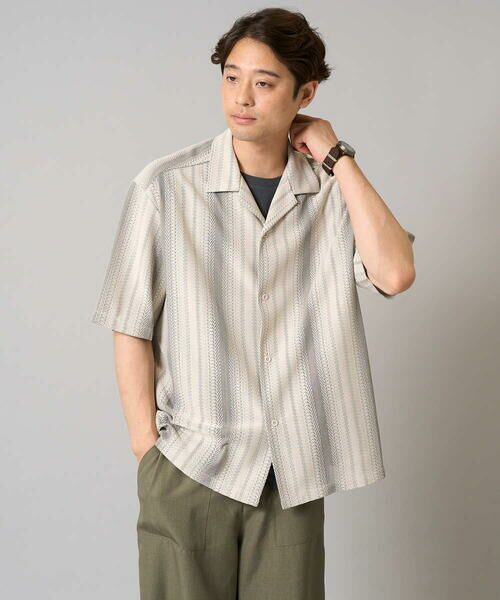 a.v.v / アー・ヴェ・ヴェ シャツ・ブラウス | 【洗濯機で洗える】ジャカード五分袖オープンカラーシャツ | 詳細13