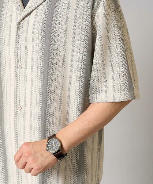 a.v.v / アー・ヴェ・ヴェ シャツ・ブラウス | 【洗濯機で洗える】ジャカード五分袖オープンカラーシャツ | 詳細17