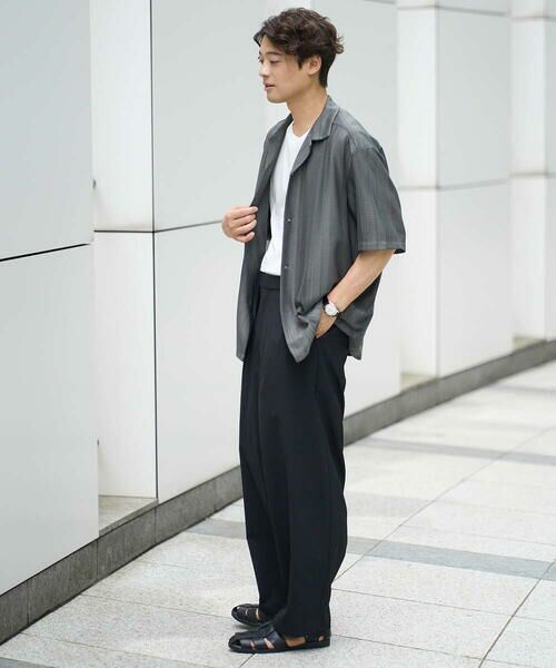 a.v.v / アー・ヴェ・ヴェ シャツ・ブラウス | 【洗濯機で洗える】ジャカード五分袖オープンカラーシャツ | 詳細2