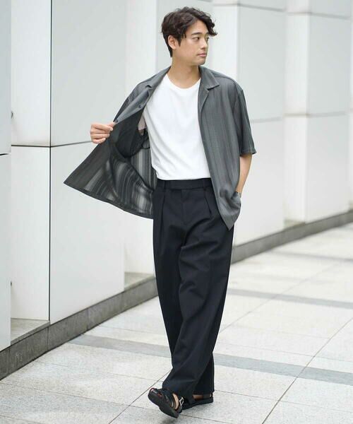 a.v.v / アー・ヴェ・ヴェ シャツ・ブラウス | 【洗濯機で洗える】ジャカード五分袖オープンカラーシャツ | 詳細3