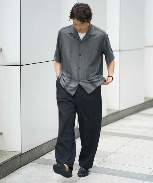 a.v.v / アー・ヴェ・ヴェ シャツ・ブラウス | 【洗濯機で洗える】ジャカード五分袖オープンカラーシャツ | 詳細5