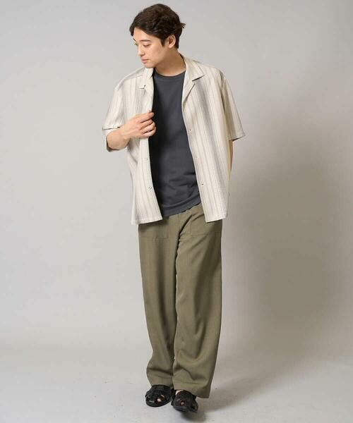 a.v.v / アー・ヴェ・ヴェ シャツ・ブラウス | 【洗濯機で洗える】ジャカード五分袖オープンカラーシャツ | 詳細8