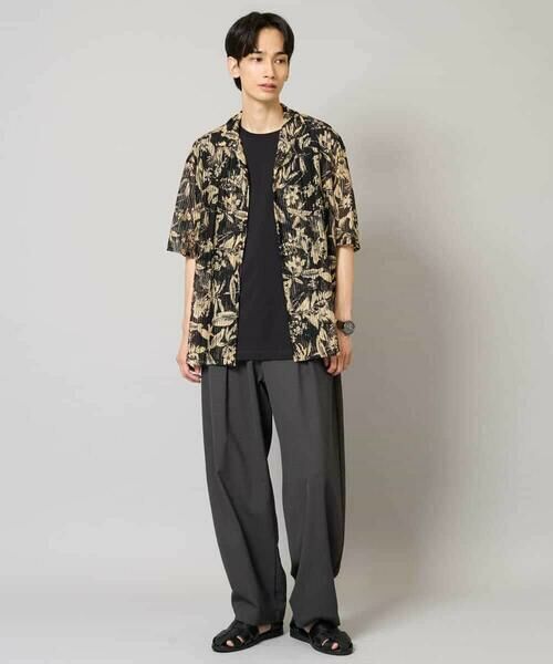 a.v.v / アー・ヴェ・ヴェ シャツ・ブラウス | 【洗濯機で洗える】メッシュニットダークフラワー五分袖オープンカラーシャツ | 詳細10