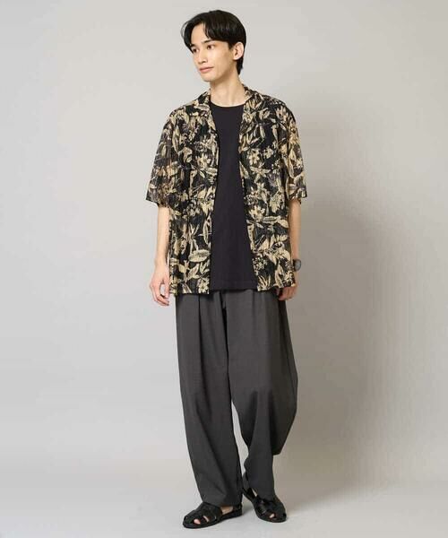 a.v.v / アー・ヴェ・ヴェ シャツ・ブラウス | 【洗濯機で洗える】メッシュニットダークフラワー五分袖オープンカラーシャツ | 詳細11