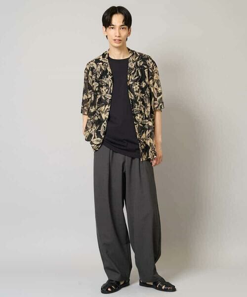 a.v.v / アー・ヴェ・ヴェ シャツ・ブラウス | 【洗濯機で洗える】メッシュニットダークフラワー五分袖オープンカラーシャツ | 詳細13