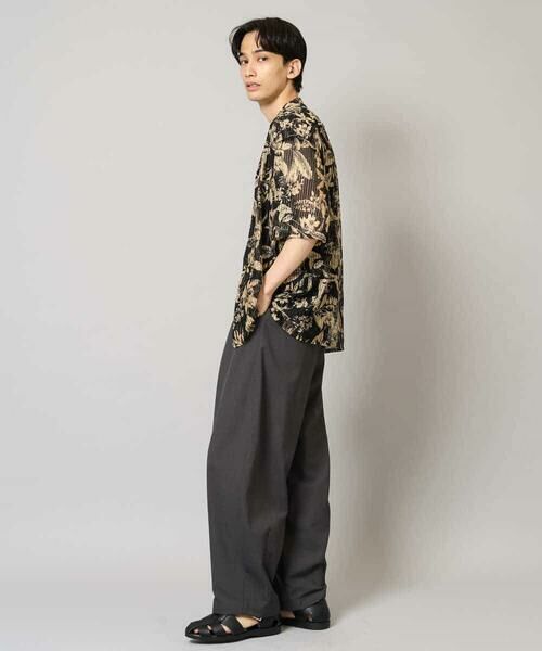 a.v.v / アー・ヴェ・ヴェ シャツ・ブラウス | 【洗濯機で洗える】メッシュニットダークフラワー五分袖オープンカラーシャツ | 詳細15