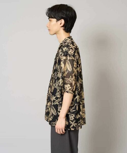 a.v.v / アー・ヴェ・ヴェ シャツ・ブラウス | 【洗濯機で洗える】メッシュニットダークフラワー五分袖オープンカラーシャツ | 詳細21