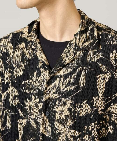 a.v.v / アー・ヴェ・ヴェ シャツ・ブラウス | 【洗濯機で洗える】メッシュニットダークフラワー五分袖オープンカラーシャツ | 詳細23