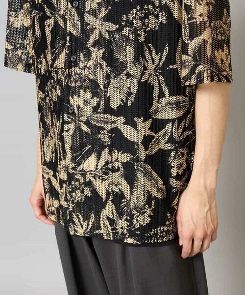 a.v.v / アー・ヴェ・ヴェ シャツ・ブラウス | 【洗濯機で洗える】メッシュニットダークフラワー五分袖オープンカラーシャツ | 詳細25