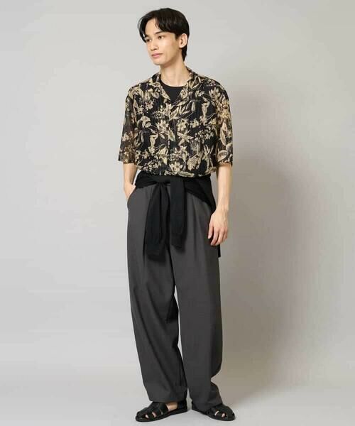 a.v.v / アー・ヴェ・ヴェ シャツ・ブラウス | 【洗濯機で洗える】メッシュニットダークフラワー五分袖オープンカラーシャツ | 詳細5