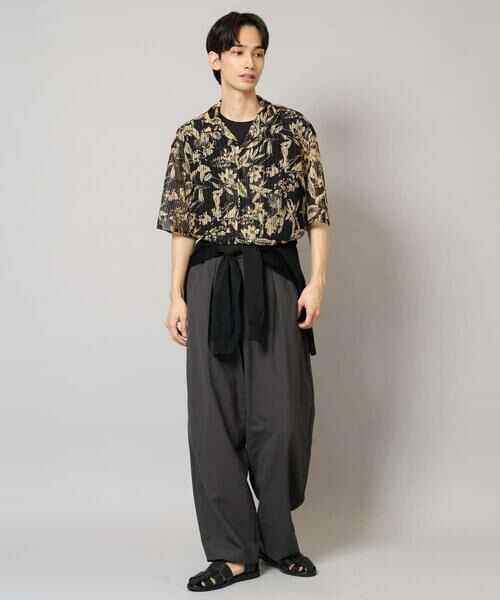 a.v.v / アー・ヴェ・ヴェ シャツ・ブラウス | 【洗濯機で洗える】メッシュニットダークフラワー五分袖オープンカラーシャツ | 詳細6