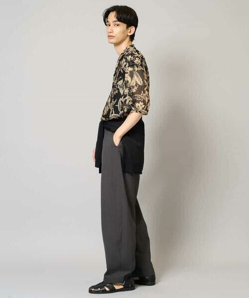 a.v.v / アー・ヴェ・ヴェ シャツ・ブラウス | 【洗濯機で洗える】メッシュニットダークフラワー五分袖オープンカラーシャツ | 詳細7