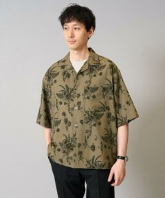 a.v.v / アー・ヴェ・ヴェ シャツ・ブラウス | 【イージーケア/接触冷感】ダークフラワー五分袖オープンカラーシャツ【シワになりにくい】