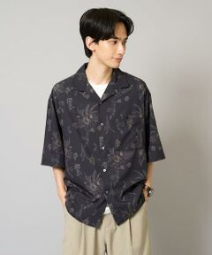 a.v.v / アー・ヴェ・ヴェ シャツ・ブラウス | 【イージーケア/接触冷感】ダークフラワー五分袖オープンカラーシャツ【シワになりにくい】