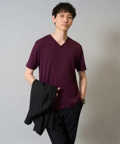 a.v.v / アー・ヴェ・ヴェ カットソー | 【イージーケア/接触冷感/毛玉になりにくい】ストライプジャカードＶネックカットソー〈SMART SERIES〉ビジネス 通勤 ジャケット