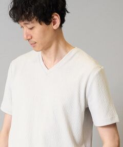 a.v.v / アー・ヴェ・ヴェ カットソー | 【イージーケア/接触冷感/毛玉になりにくい】ストライプジャカードＶネックカットソー〈SMART SERIES〉ビジネス 通勤 ジャケット