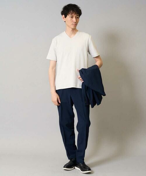 a.v.v / アー・ヴェ・ヴェ カットソー | 【イージーケア/接触冷感/毛玉になりにくい】ストライプジャカードＶネックカットソー〈SMART SERIES〉ビジネス 通勤 ジャケット | 詳細12