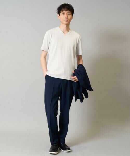 a.v.v / アー・ヴェ・ヴェ カットソー | 【イージーケア/接触冷感/毛玉になりにくい】ストライプジャカードＶネックカットソー〈SMART SERIES〉ビジネス 通勤 ジャケット | 詳細13