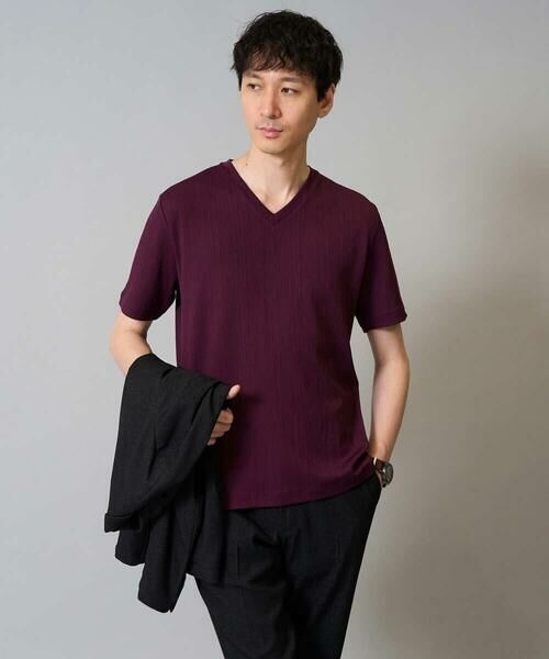 a.v.v / アー・ヴェ・ヴェ カットソー | 【イージーケア/接触冷感/毛玉になりにくい】ストライプジャカードＶネックカットソー〈SMART SERIES〉ビジネス 通勤 ジャケット | 詳細22
