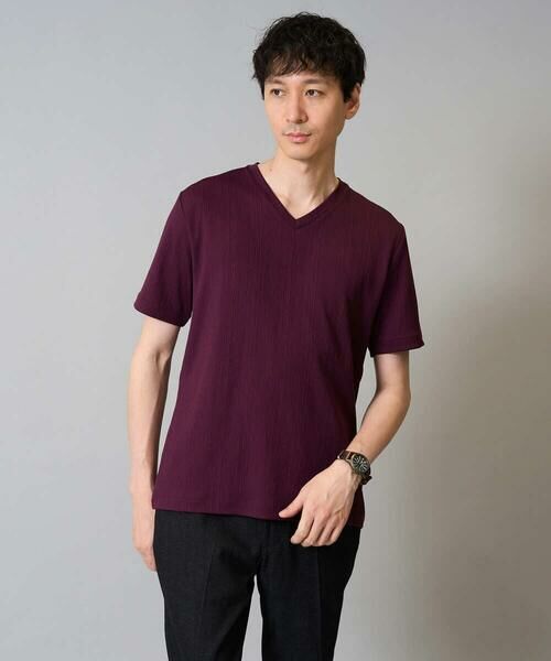 a.v.v / アー・ヴェ・ヴェ カットソー | 【イージーケア/接触冷感/毛玉になりにくい】ストライプジャカードＶネックカットソー〈SMART SERIES〉ビジネス 通勤 ジャケット | 詳細24