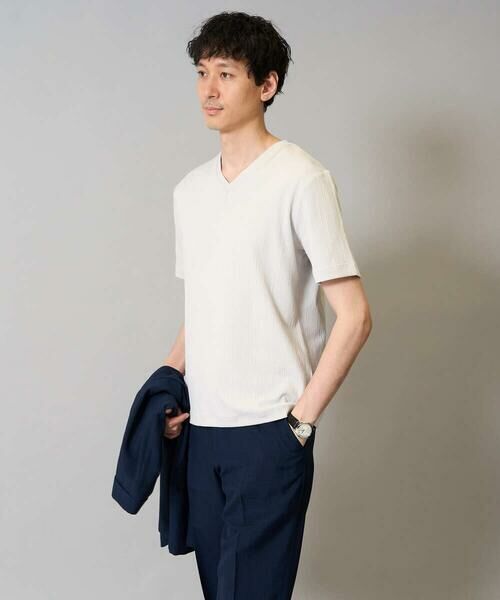 a.v.v / アー・ヴェ・ヴェ カットソー | 【イージーケア/接触冷感/毛玉になりにくい】ストライプジャカードＶネックカットソー〈SMART SERIES〉ビジネス 通勤 ジャケット | 詳細28