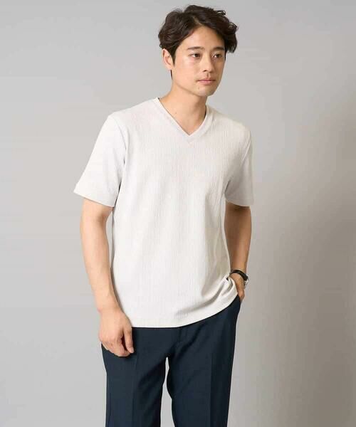 a.v.v / アー・ヴェ・ヴェ カットソー | 【イージーケア/接触冷感/毛玉になりにくい】ストライプジャカードＶネックカットソー〈SMART SERIES〉ビジネス 通勤 ジャケット | 詳細30
