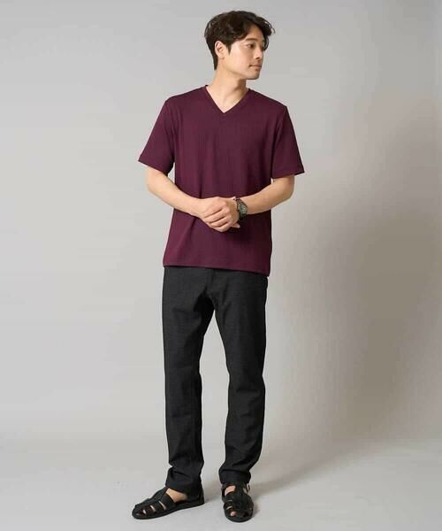 a.v.v / アー・ヴェ・ヴェ カットソー | 【イージーケア/接触冷感/毛玉になりにくい】ストライプジャカードＶネックカットソー〈SMART SERIES〉ビジネス 通勤 ジャケット | 詳細4