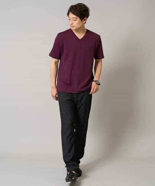 a.v.v / アー・ヴェ・ヴェ カットソー | 【イージーケア/接触冷感/毛玉になりにくい】ストライプジャカードＶネックカットソー〈SMART SERIES〉ビジネス 通勤 ジャケット | 詳細5