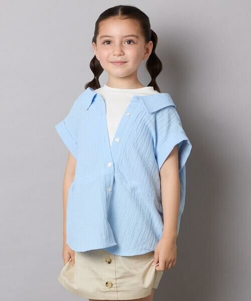 a.v.v / アー・ヴェ・ヴェ シャツ・ブラウス | 【接触冷感/ジメジメ対策】[120-160]ポコポコレイヤード風ブラウス | 詳細1