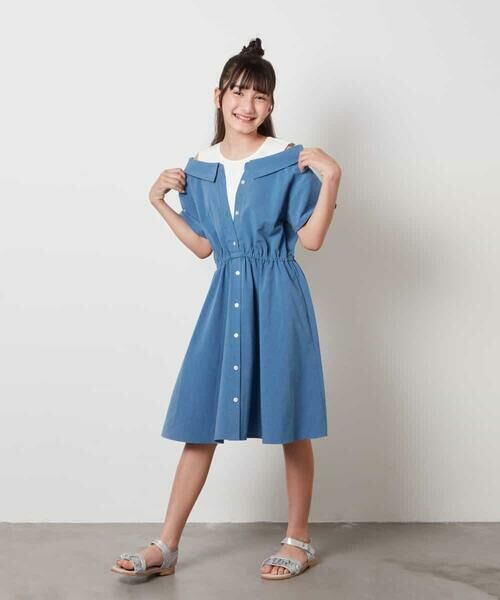 a.v.v / アー・ヴェ・ヴェ ロング・マキシ丈ワンピース | [140-150]レイヤード風オフショルワンピース | 詳細5