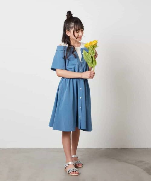 a.v.v / アー・ヴェ・ヴェ ロング・マキシ丈ワンピース | [140-150]レイヤード風オフショルワンピース | 詳細8