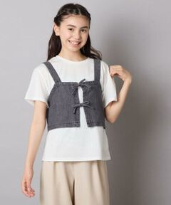 a.v.v / アー・ヴェ・ヴェ カットソー | 【接触冷感/ジメジメ対策/セットアップも出来る】[120-160]デニムビスチェセット