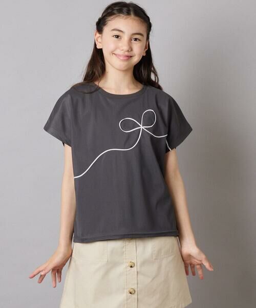 a.v.v / アー・ヴェ・ヴェ カットソー | 【接触冷感/ジメジメ対策】[100-160]リボンテープチュールドッキングTシャツ | 詳細11