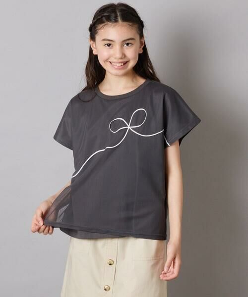 a.v.v / アー・ヴェ・ヴェ カットソー | 【接触冷感/ジメジメ対策】[100-160]リボンテープチュールドッキングTシャツ | 詳細12