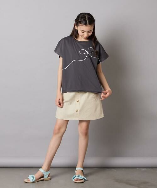 a.v.v / アー・ヴェ・ヴェ カットソー | 【接触冷感/ジメジメ対策】[100-160]リボンテープチュールドッキングTシャツ | 詳細13